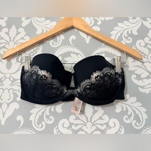 4/$25 • La Senza Push Up Metallic Lace Detail Strapless Bra